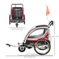 Aosom 2 Seat Bike Trailer for Kids 2-in-1 Double Baby Jogging Stroller with Handbrake, Rubber Wheels, 5 Point Harness, Waterproof Cover, Storage Bag, Reflectors, Yellow