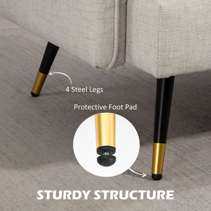 HOMCOM 55" Loveseat Sofa, Linen Love Seat w/ S spring, Steel Legs and Button Tufting, Small Couch for Living Room, Grey