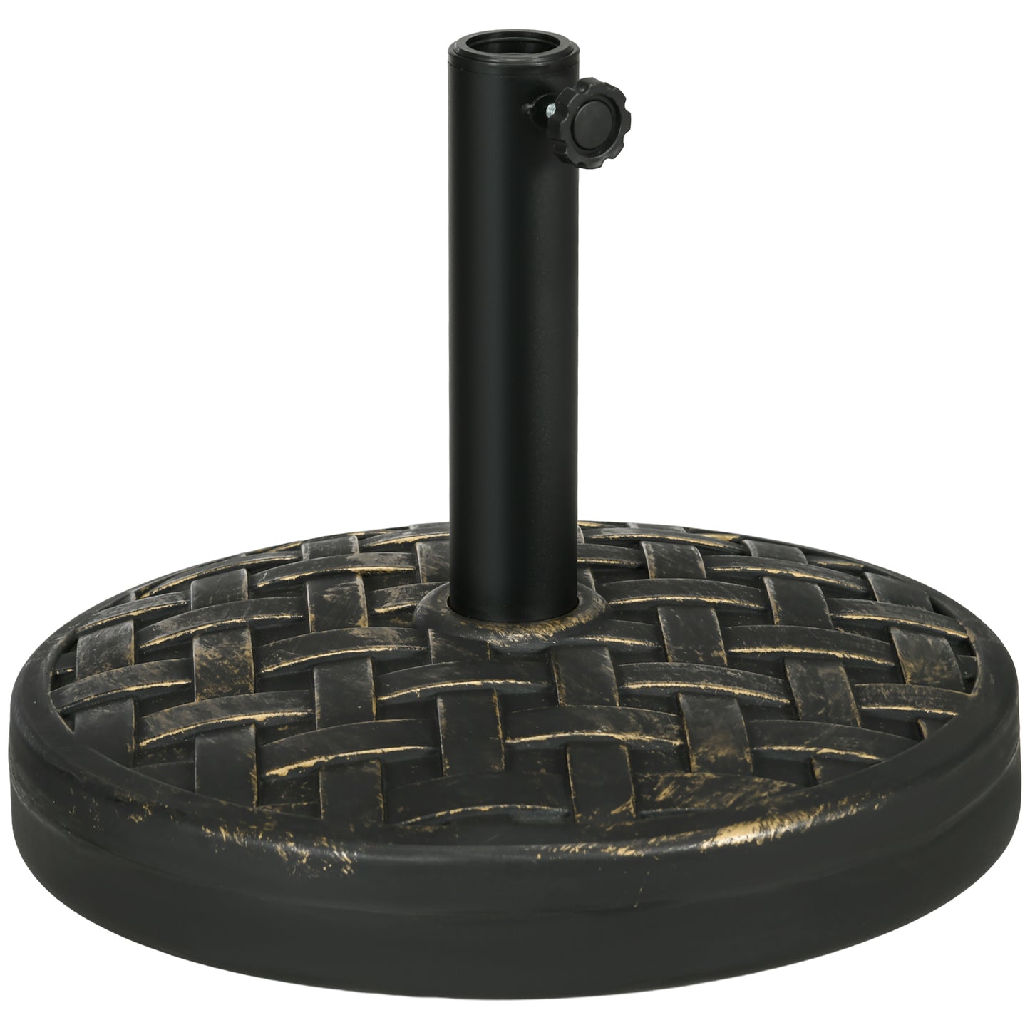 Outsunny 40lbs. Concrete Umbrella Base with Rattan Effect, Heavy Duty Parasol Stand for Outdoor Patio Umbrella, Bronze