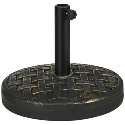 Outsunny 40lbs. Concrete Umbrella Base with Rattan Effect, Heavy Duty Parasol Stand for Outdoor Patio Umbrella, Bronze