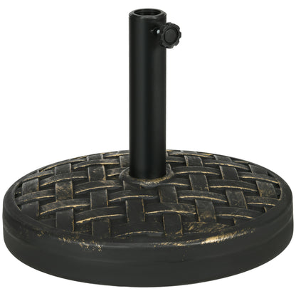 Outsunny 40lbs. Concrete Umbrella Base with Rattan Effect, Heavy Duty Parasol Stand for Outdoor Patio Umbrella, Bronze