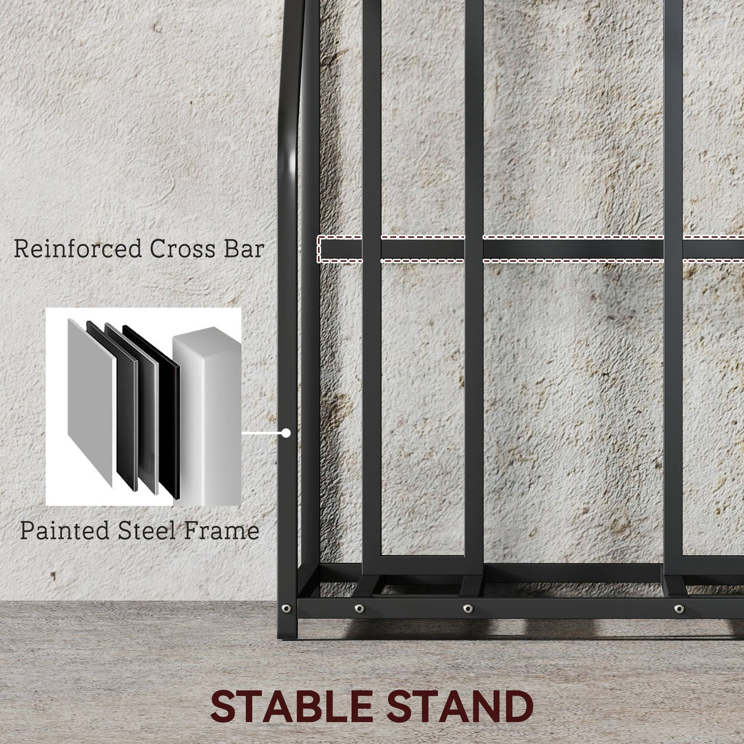 Soozier 3 Bicycle Bike Stand, Metal Floor Bike Storage Rack with Basket, Hooks, Indoor Outdoor Bicycle Stand, Black