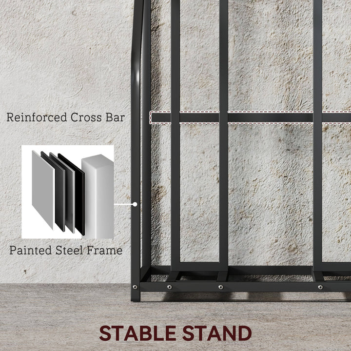 Soozier 3 Bicycle Bike Stand, Metal Floor Bike Storage Rack with Basket, Hooks, Indoor Outdoor Bicycle Stand, Black