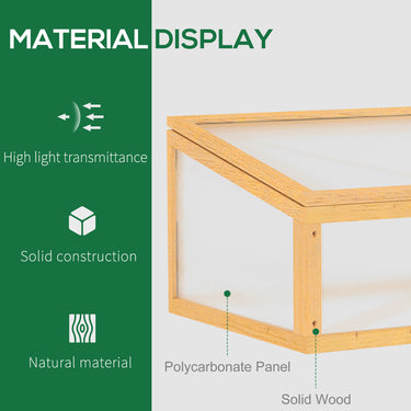 Outsunny Wooden Cold Frame Greenhouse Garden Portable Raised Planter with Openable Top for Indoor, Outdoor, Flowers, Vegetables, Plants, 35.5"x23.5"x15.75", Light Brown