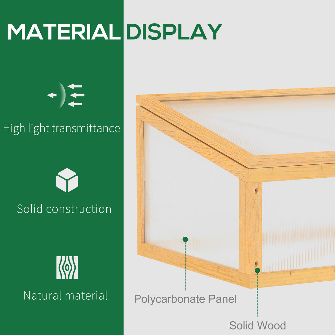 Outsunny Wooden Cold Frame Greenhouse Garden Portable Raised Planter with Openable Top for Indoor, Outdoor, Flowers, Vegetables, Plants, 35.5"x23.5"x15.75", Light Brown