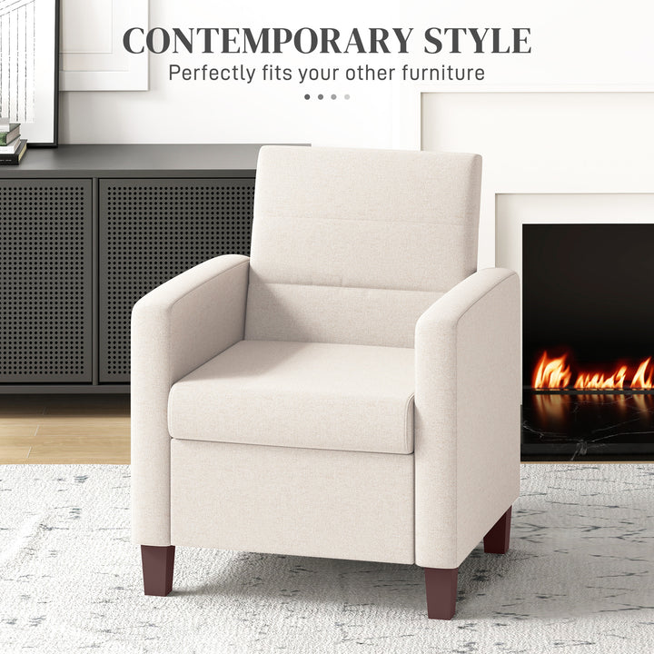 HOMCOM Fabric Accent Chair, Modern Armchair with Seat Cushion and Non-Slip Pads for Living Room, Bedroom, Light Brown