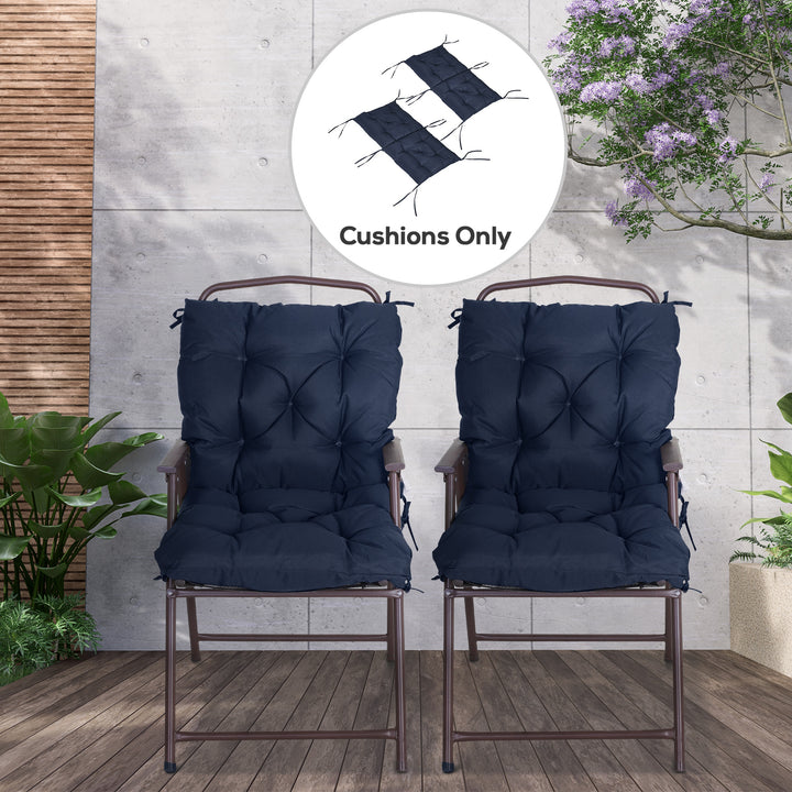 Outsunny Patio Chair Cushions Set of 2, 39" x 20" x 3" Outdoor Tufted Cushion Set with Ties for Indoor Outdoor Garden Furniture, Dark Grey