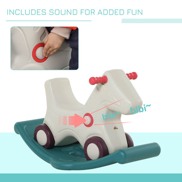 Qaba Rocking Horse 2 in 1 Ride on Toys and Sliding Car for Kids Baby Rocker Roller Toddler Playset Indoor Outdoor 1-4 Years Old
