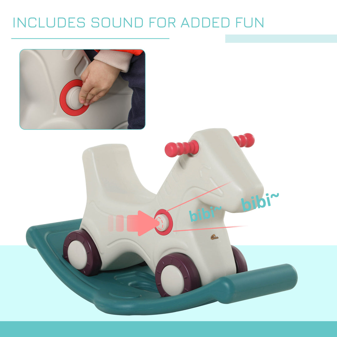 Qaba Rocking Horse 2 in 1 Ride on Toys and Sliding Car for Kids Baby Rocker Roller Toddler Playset Indoor Outdoor 1-4 Years Old