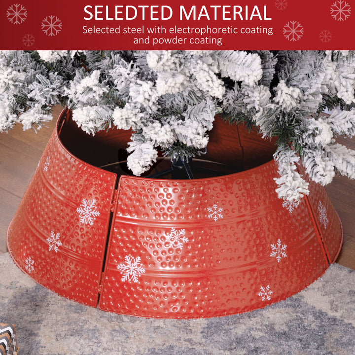 HOMCOM Metal Christmas Tree Collar, 26 Inch Round Christmas Tree Ring for Home Holiday Decoration, White