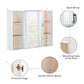 HOMCOM Wall-Mounted Bathroom Medicine Cabinet with Mirror, Over Toilet Bathroom Vanity Cabinet White & Oak