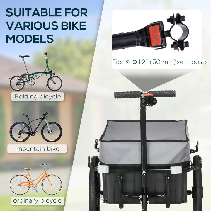 Aosom Multi-Functional Bike Trailer Steel Large Bike Luggage Cart Carrier Black