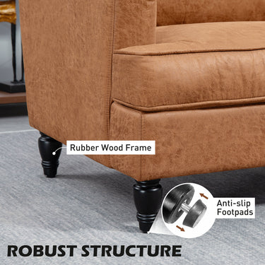 HOMCOM Modern Accent Chair, Microfiber Cloth Armchair with Turned Legs and Wide Seat, Comfy Chair for Living Room, Brown