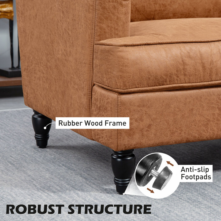 HOMCOM Modern Accent Chair, Microfiber Cloth Armchair with Turned Legs and Wide Seat, Comfy Chair for Living Room, Brown