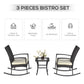 Outsunny 3 Pieces Patio Wicker Rocking Chair Set,  Outdoor PE Rattan Bistro Set Conversation Rocker Set with 2 Chairs 1 Coffee Table for Backyard, Deck, Poolside, Dark Grey
