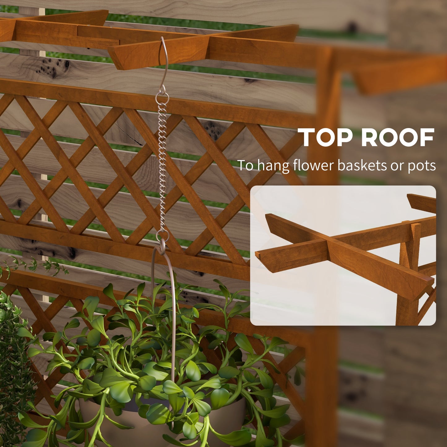 Outsunny Wooden Planter with Trellis Privacy Screen, Raised Garden Bed to Grow Vegetables, Herbs and Flowers, Orange