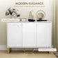 HOMCOM Sideboard Buffet Cabinet with 4 Doors, Modern Storage Cabinet with Adjustable Shelves & Center Leg, White