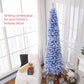 HOMCOM 7.5ft Flocked Christmas Tree, Pencil Christmas Tree with Realistic Branch Tips, Folding Metal Stand, Green