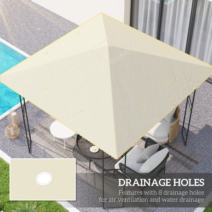 Outsunny 10' x 10' Gazebo Canopy Replacement Cover, Garden Gazebo Roof Replacement, UPF30+, TOP COVER ONLY, Cream White