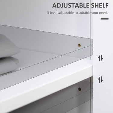 HOMCOM Sideboard, Modern Kitchen Storage Cabinet with Drawers and Adjustable Shelf, for Living Room and Entryway, White