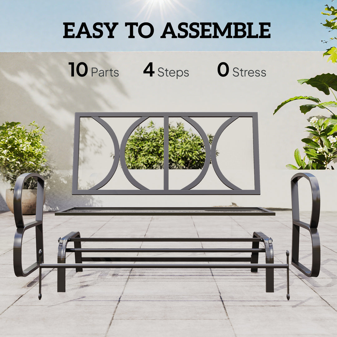 Outsunny 2-Person Outdoor Glider Chair, Patio Double Rocking Loveseat with Steel Frame and Cushions for Backyard, Garden and Porch, Red