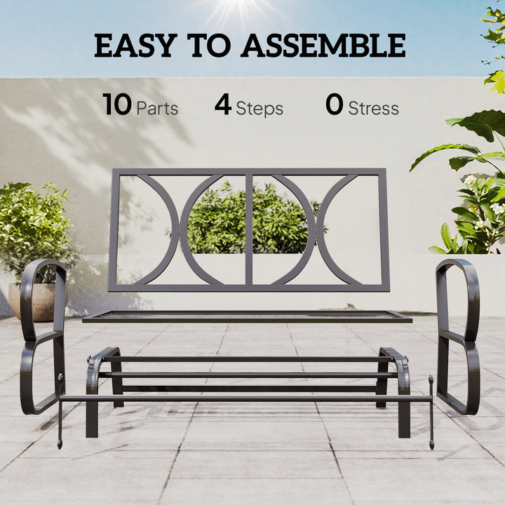 Outsunny 2-Person Outdoor Glider Chair, Patio Double Rocking Loveseat with Steel Frame and Cushions for Backyard, Garden and Porch, Red