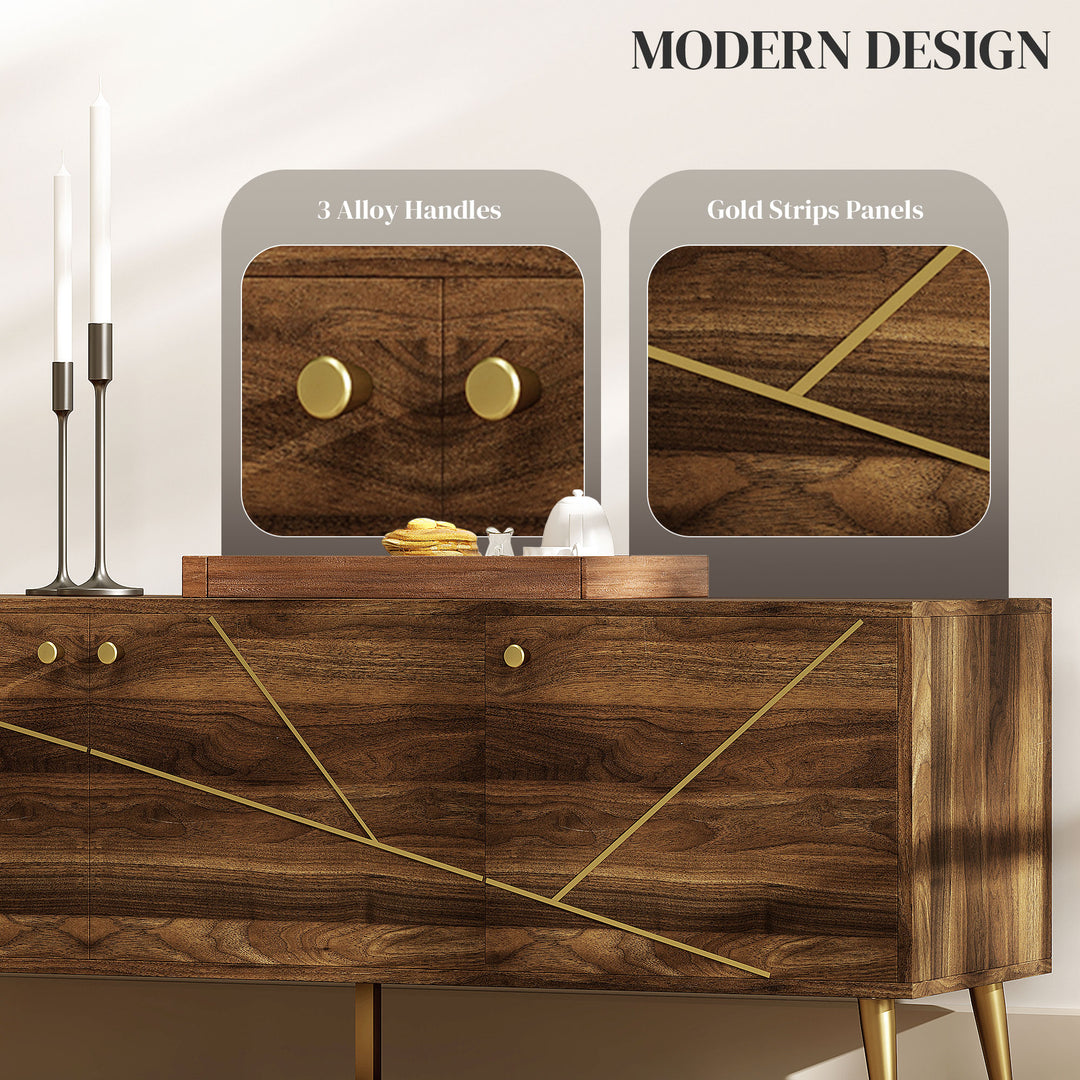 HOMCOM Modern TV Stand for up to 60" TV, TV Cabinet with Adjustable Shelves, Cable Management for Living Room, Rustic Brown