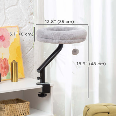 PawHut Cat Desk Bed 360° Rotatable Adjustable Height for Home Office Work Window