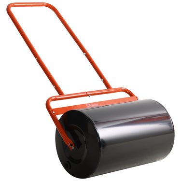 Outsunny Heavy Duty Lawn Roller, 20" Push/Tow Behind Sod Roller, Grass Flattener Filled with 11gal Water/136lbs Sand, Red