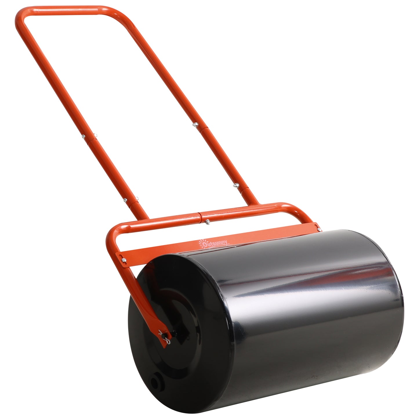 Outsunny Heavy Duty Lawn Roller, 20" Push/Tow Behind Sod Roller, Grass Flattener Filled with 11gal Water/136lbs Sand, Black