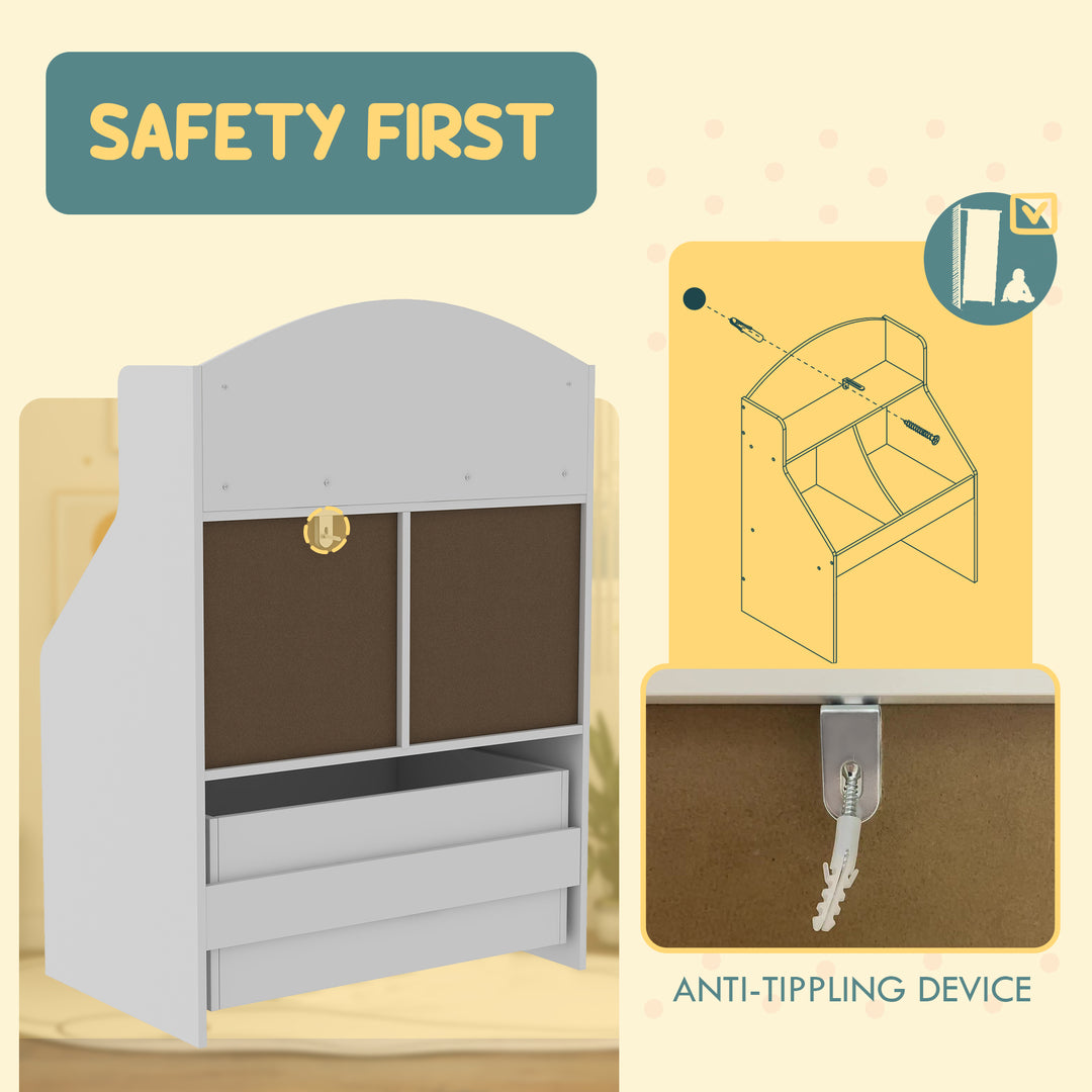 Qaba 3 Tier Kids Bookcase with Drawer, 2 Storage Compartment, for Nursery, Playroom, Bedroom, Classroom, White