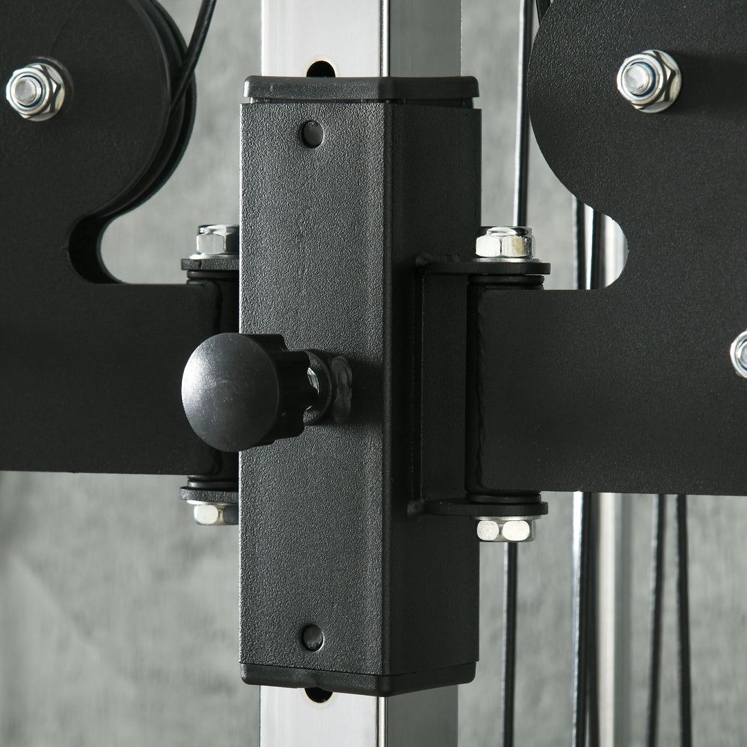 Soozier Wall Mount Cable Station, 15 Positions Adjustable Dual Pulley Machine Cable Crossover Machine for Home Gym