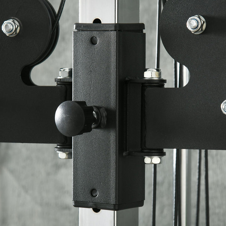 Soozier Wall Mount Cable Station, 15 Positions Adjustable Dual Pulley Machine Cable Crossover Machine for Home Gym