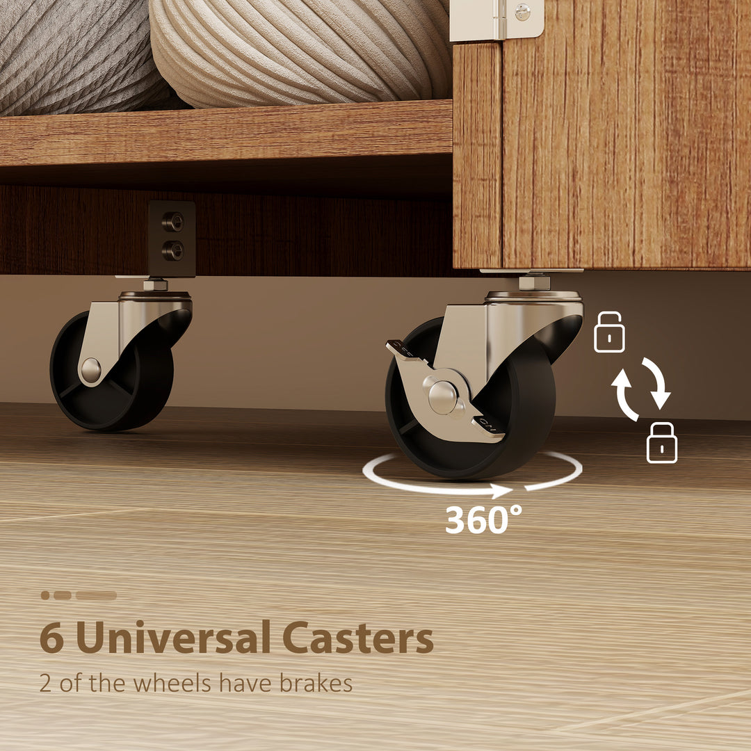 HOMCOM Sewing Machine Table with Drop Leaf, Folding Craft Table with 2 Doors and Adjustable Shelf for Small Spaces, Natural