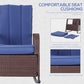 Outsunny Outdoor Wicker Rocking Chair with Cushion, Patio PE Rattan Recliner Chair with Adjustable Footrest, Armrests, Dark Blue