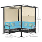 Outsunny Wicker Patio Furniture, Outdoor PE Rattan Sofa Set with Retractable Canopy Pergola, Shade Shelter for Deck, Pool, Garden, Terrace, Blue