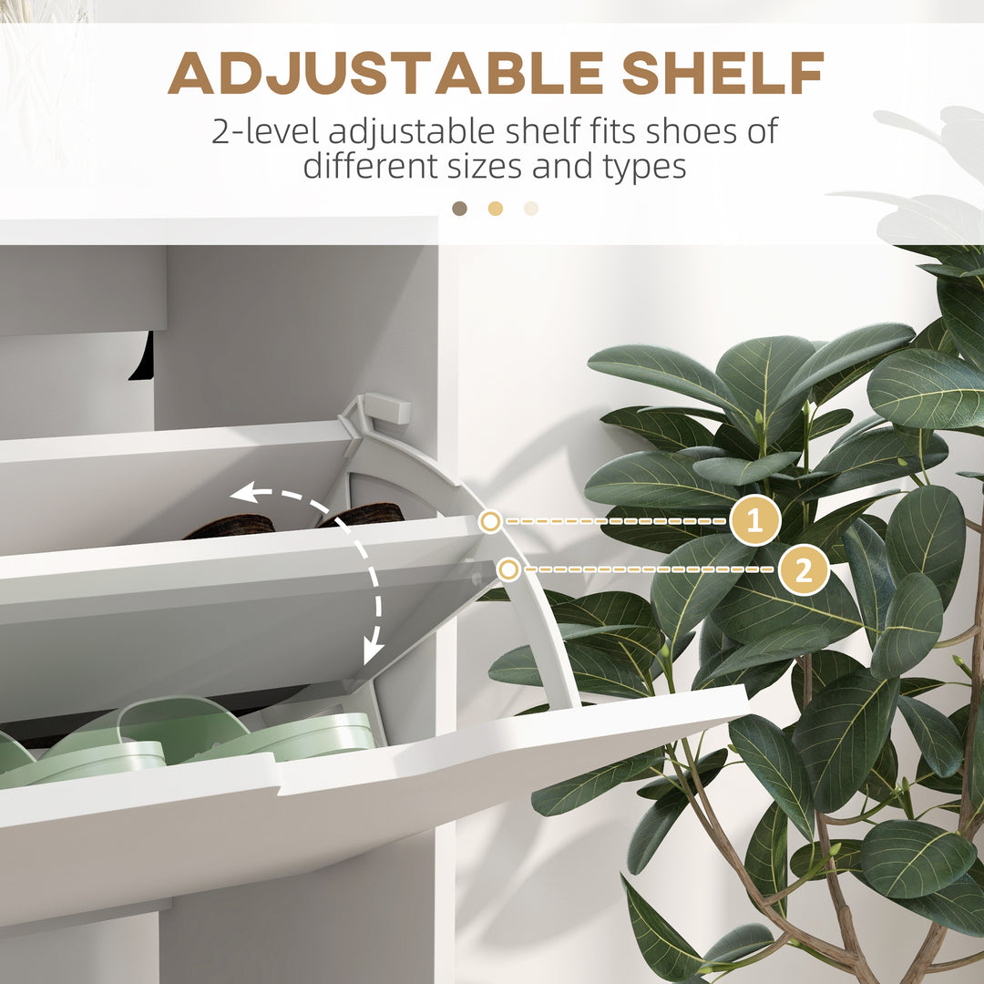 HOMCOM Shoe Storage Cabinet with 4 Flip Drawers and Adjustable Shelf, Shoe Cabinet for 8-16 Pairs of Shoes, Natural