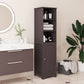 kleankin Tall Bathroom Storage Cabinet, Freestanding Tower Cabinet with Adjustable Shelf, 3 Open Shelves, White