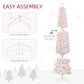 HOMCOM 7.5ft Flocked Christmas Tree, Pencil Christmas Tree with Realistic Branch Tips, Folding Metal Stand, Green
