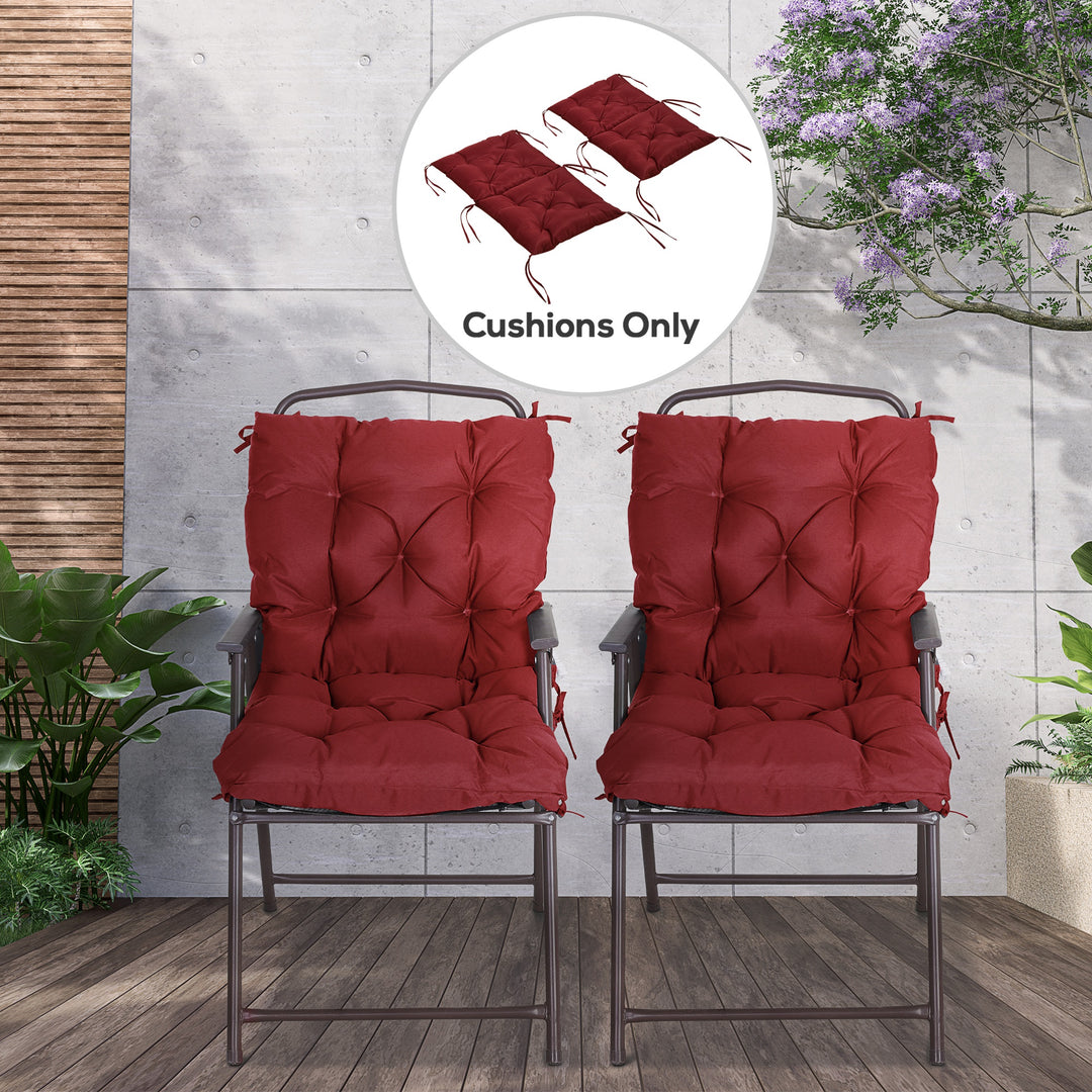 Outsunny Patio Chair Cushions Set of 2, 39" x 20" x 3" Outdoor Tufted Cushion Set with Ties for Indoor Outdoor Garden Furniture, Dark Grey