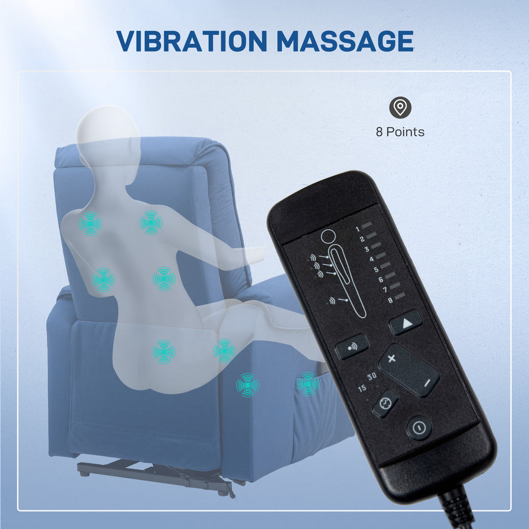 HOMCOM Lift Chair for Elderly, Massage Recliner Chair with 8 Vibration Points, Footrest, Remote Control, Side Pockets, Black