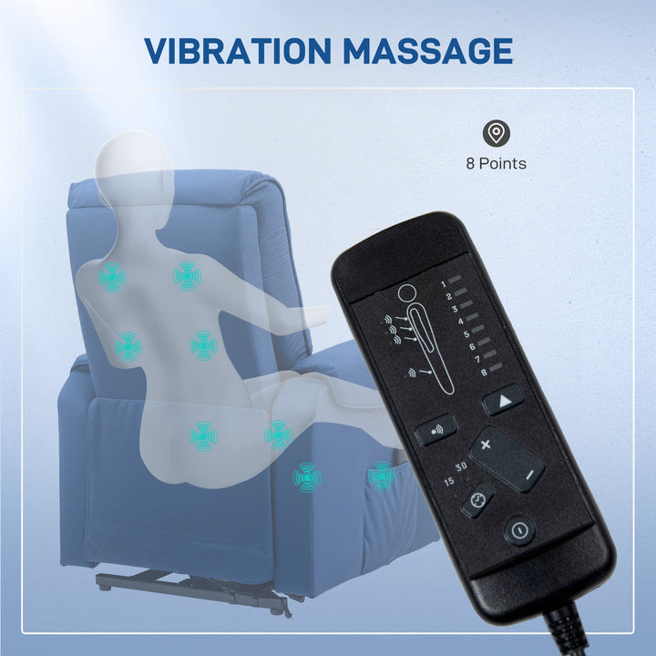 HOMCOM Lift Chair for Elderly, Massage Recliner Chair with 8 Vibration Points, Footrest, Remote Control, Side Pockets, Black