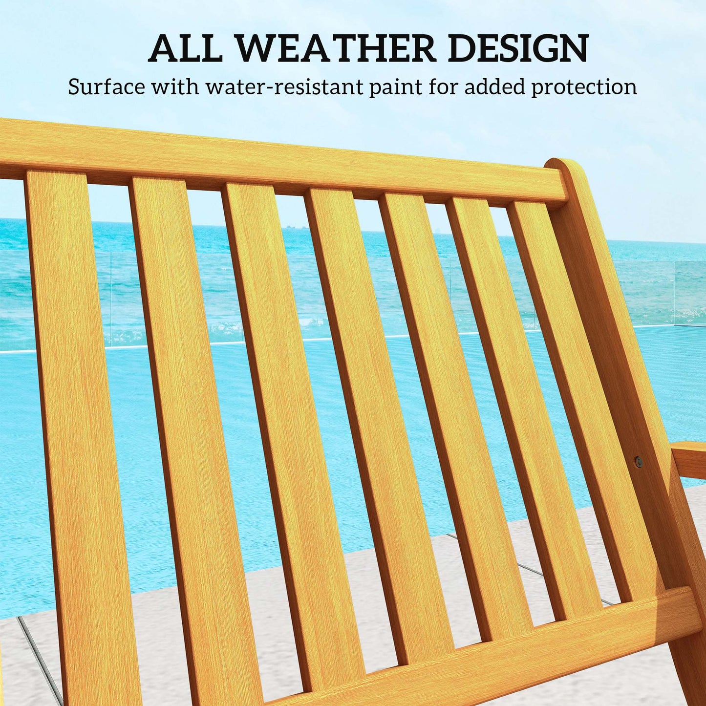 Outsunny 46.5" Foldable Wood Outdoor Bench with Backrest and Armrests for Outdoors, Patio, Porch, Park, Teak