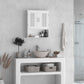 kleankin Modern Wall Mount Bathroom Cabinet, Storage Organizer with 2 Door Cabinet and Open Shelf, White