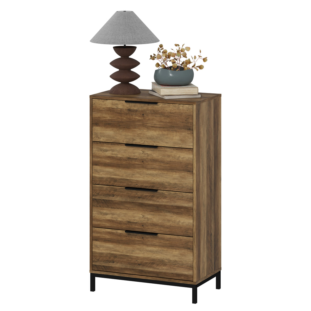 HOMCOM Dresser for Bedroom, 4 Drawer Dresser Tower, Chest of Drawers for Hallway, Entryway, Closet, Natural