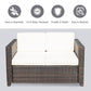 Outsunny 2 Seat Patio Loveseat Deluxe Wicker Sofa Chair Outdoor Rattan Furniture Couch All Weather with Cushion for Balcony, Deck, Garden and Poolside, Grey