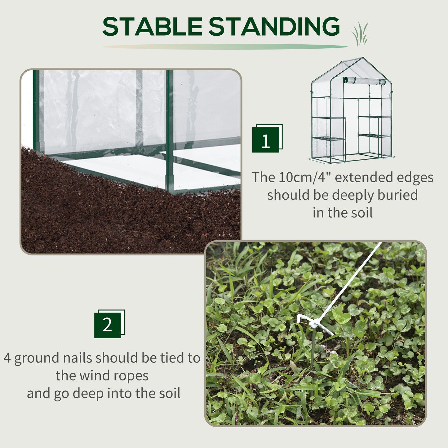 Outsunny 56" x 29" x 77" Walk-in Greenhouse, Mini Greenhouse with 4 Shelves, Roll-Up Door and Weatherized Cover, Clear