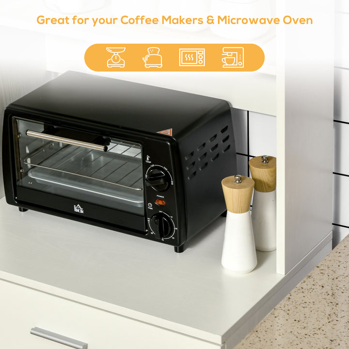 HOMCOM Modern Kitchen Buffet with Hutch Wooden Storage Cupboard with Microwave Counter 2 Cabinet and Drawer for Dining Room Living Room Black