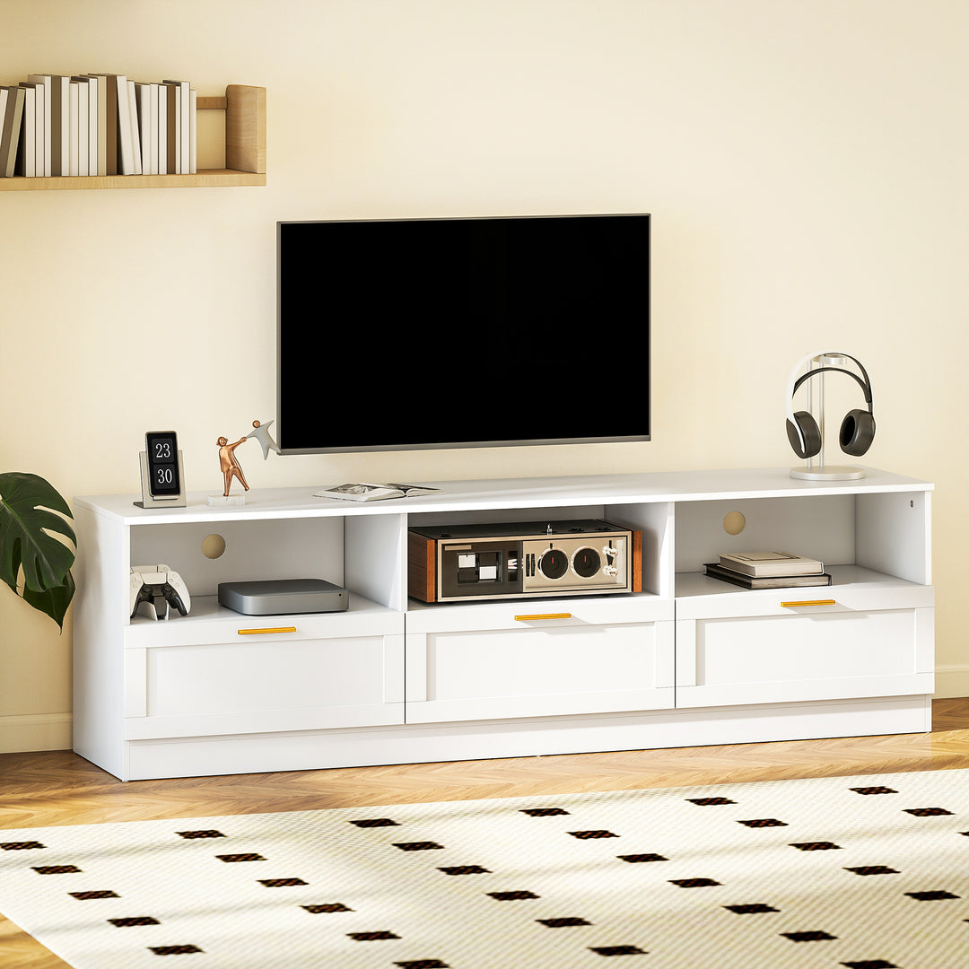 HOMCOM TV Stand with Storage, Modern Entertainment Center with 3 Cabinets and 3 Open Shelves, for TVs up to 85", White