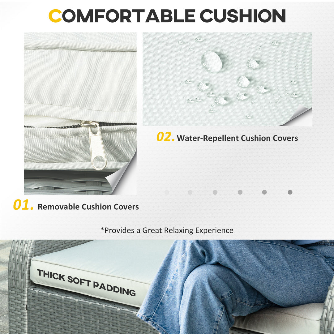 Outsunny 6 PCS Outdoor Rattan Wicker Sofa Set Patio All Weather Furniture w/ Tea Table & Cushion for Backyard Garden Grey